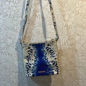 Brahmin cross body bag in beautiful blue and white design . Used a few times.